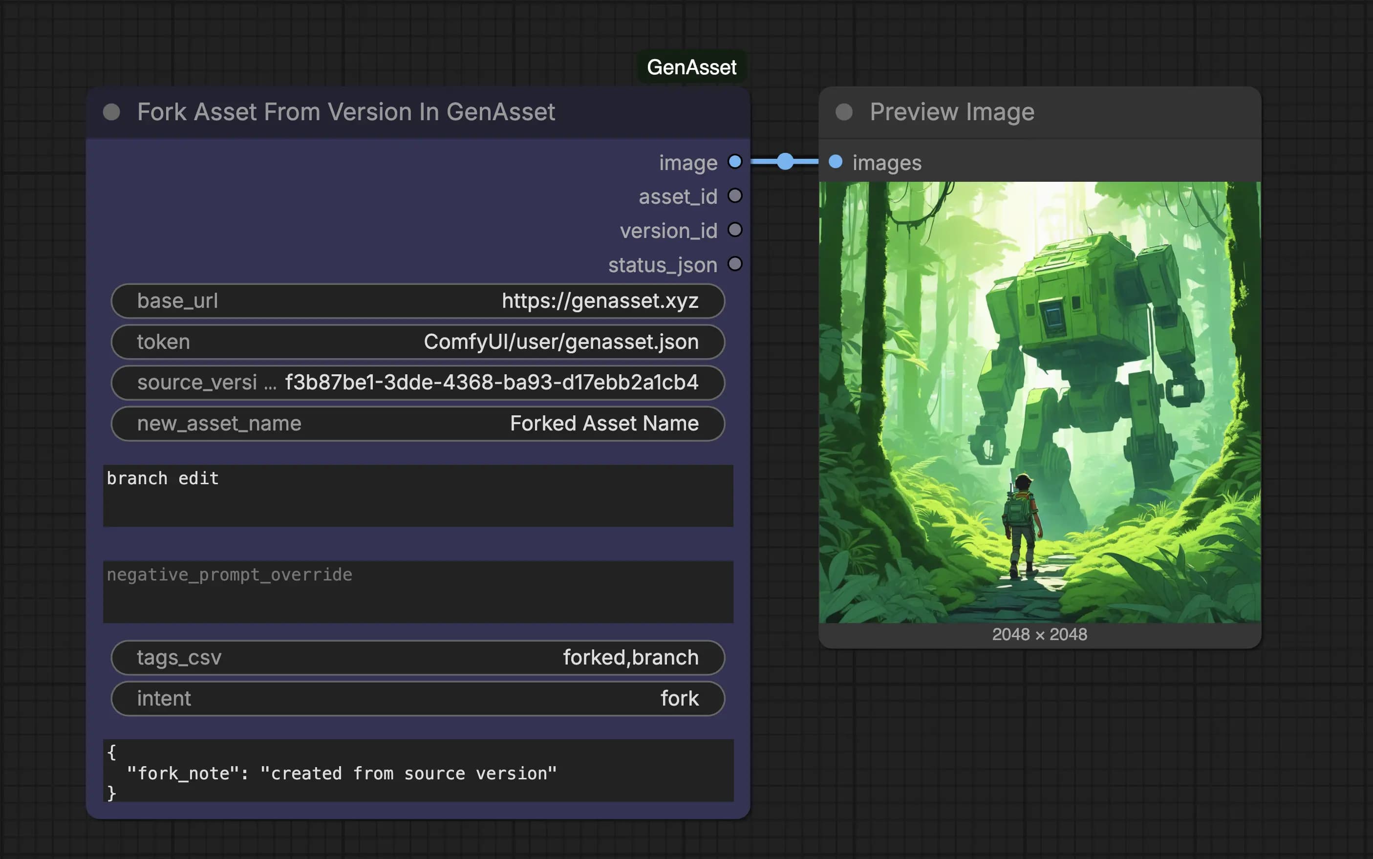Fork Asset From Version In GenAsset workflow
