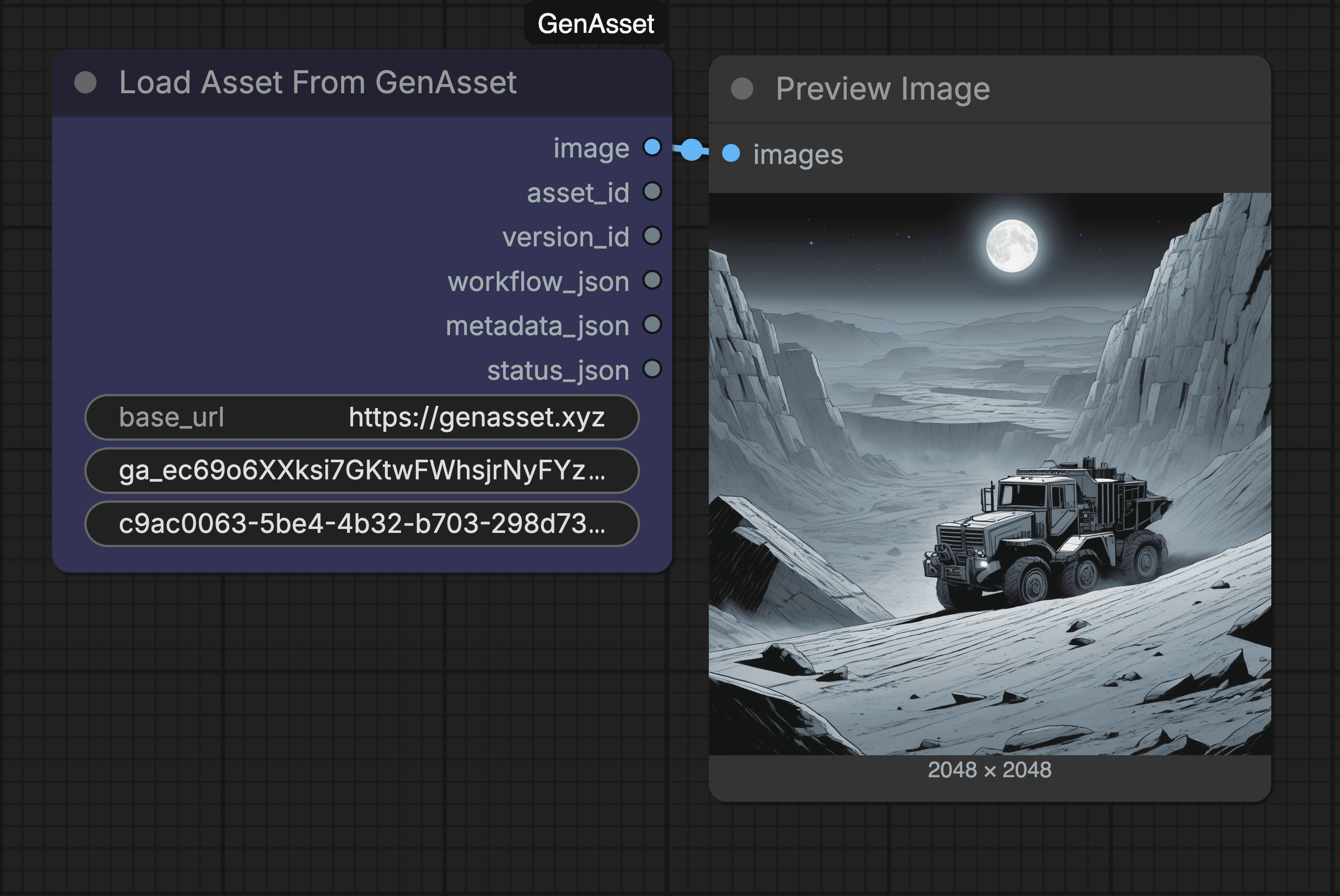 Real Load Asset From GenAsset ComfyUI node screenshot