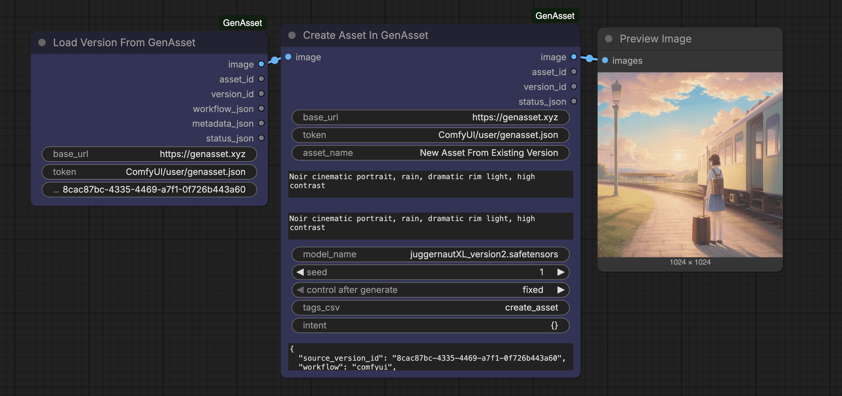 Create Asset workflow screenshot