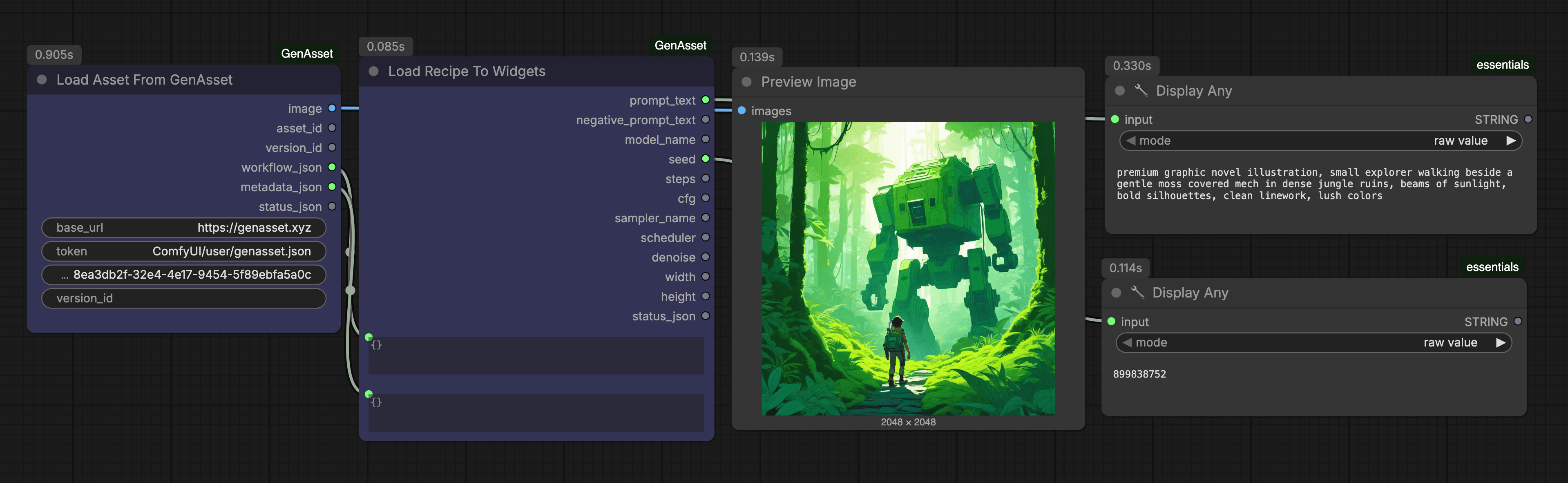 Load To Widgets workflow screenshot