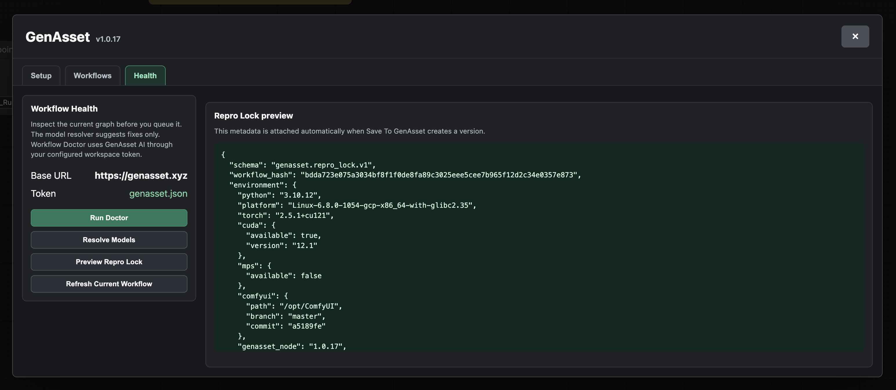 GenAsset Manager Repro Lock preview in ComfyUI